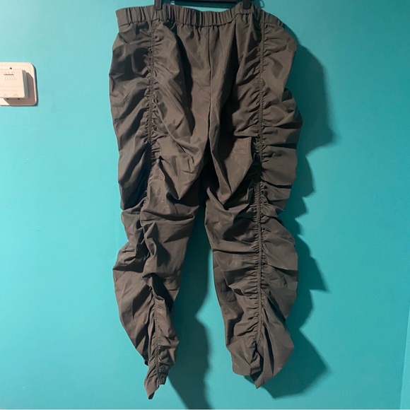Shein Curve 4X Grey Ruched Stacked Pants Elastic Back Waist - Picture 3 of 6